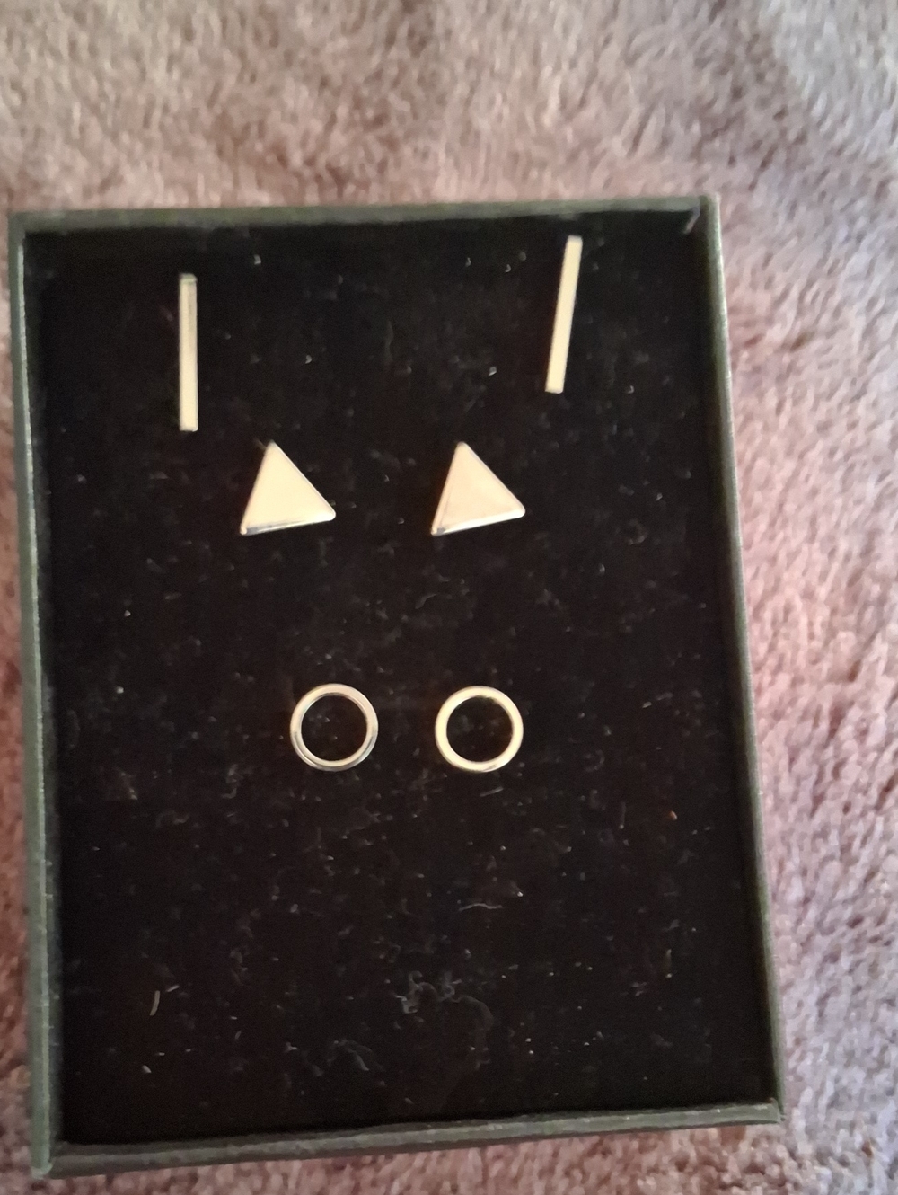 Minimalist Stainless Steel Stud Earring Set - Triangle, Bar & Hoop